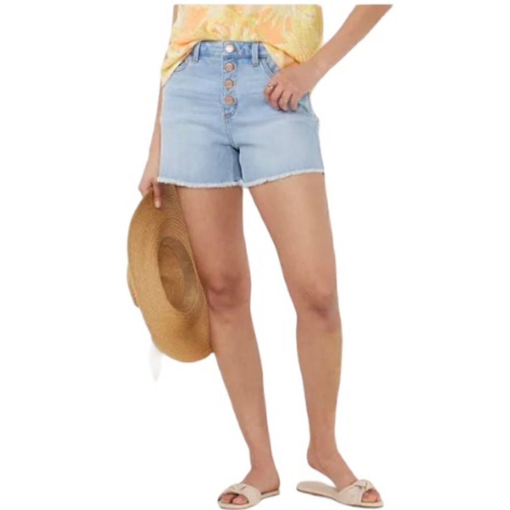 LC Lauren Conrad Womens High Rise Button Fly Cut off Light Jean Shorts Sz 12 New